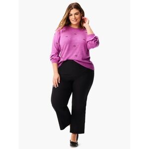 NIC+ZOE Womens Sz 3X Vivid‎ Magenta Hidden Gems Sweater – Stylish, Unique & Cozy